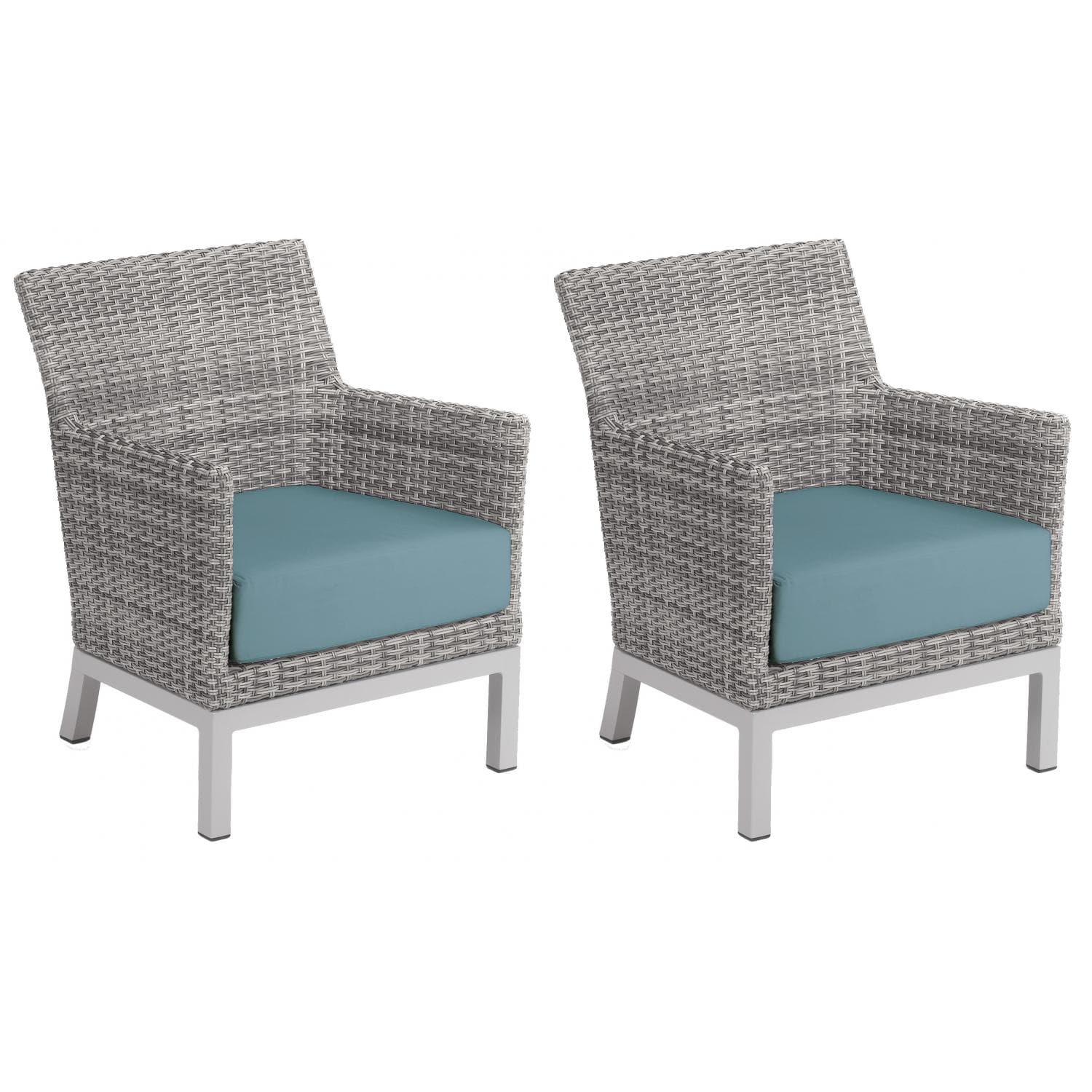 Argento 2 Piece Wicker Patio Club Chair Set W/ Ice Blue Cushions By Oxford Garden - image 1 of 4