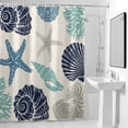 thumbnail image 2 of Summer Marine Life Shower Curtain, Graffiti Corals Shell Conch Sea Blue Starfish Linen Waterproof Shower Curtain Set with 12 Hooks Lightweight Bath Curtains Fabric Bathroom Decor 36x72 Inches, 2 of 9
