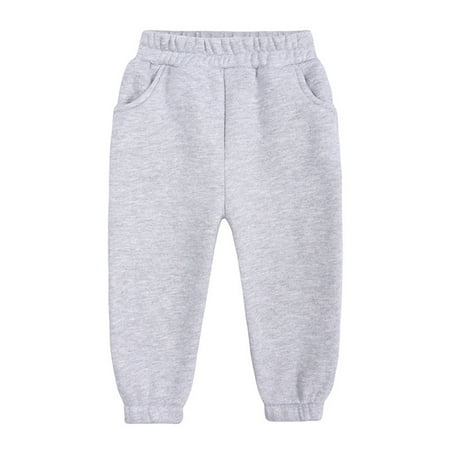 

KYAIGUO Toddler Kids Boys Girls Active Athletic Pants Solid Color Jogger Sweatpants Thickened Jogger Pant with Pockets Warm Casual Trousers for Autumn Winter 1-13T