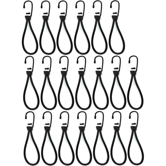 Mini cuerda elástica con ganchos, paquete de 20 cuerdas elásticas resistentes, ganchos para cuerda elástica de 7 pulgadas para camping, camiones y barcos (verde)