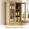 thumbnail image 4 of SELOOYE Kitchen Pantry Cabinet, 71" Modern Glass Display Cabinet with Wood Doors, Tall Storage Cabinet with Adjustable Shelves, Freestanding Cupboard for Living Room, Dining Room, Kitchen, Natural, 4 of 7