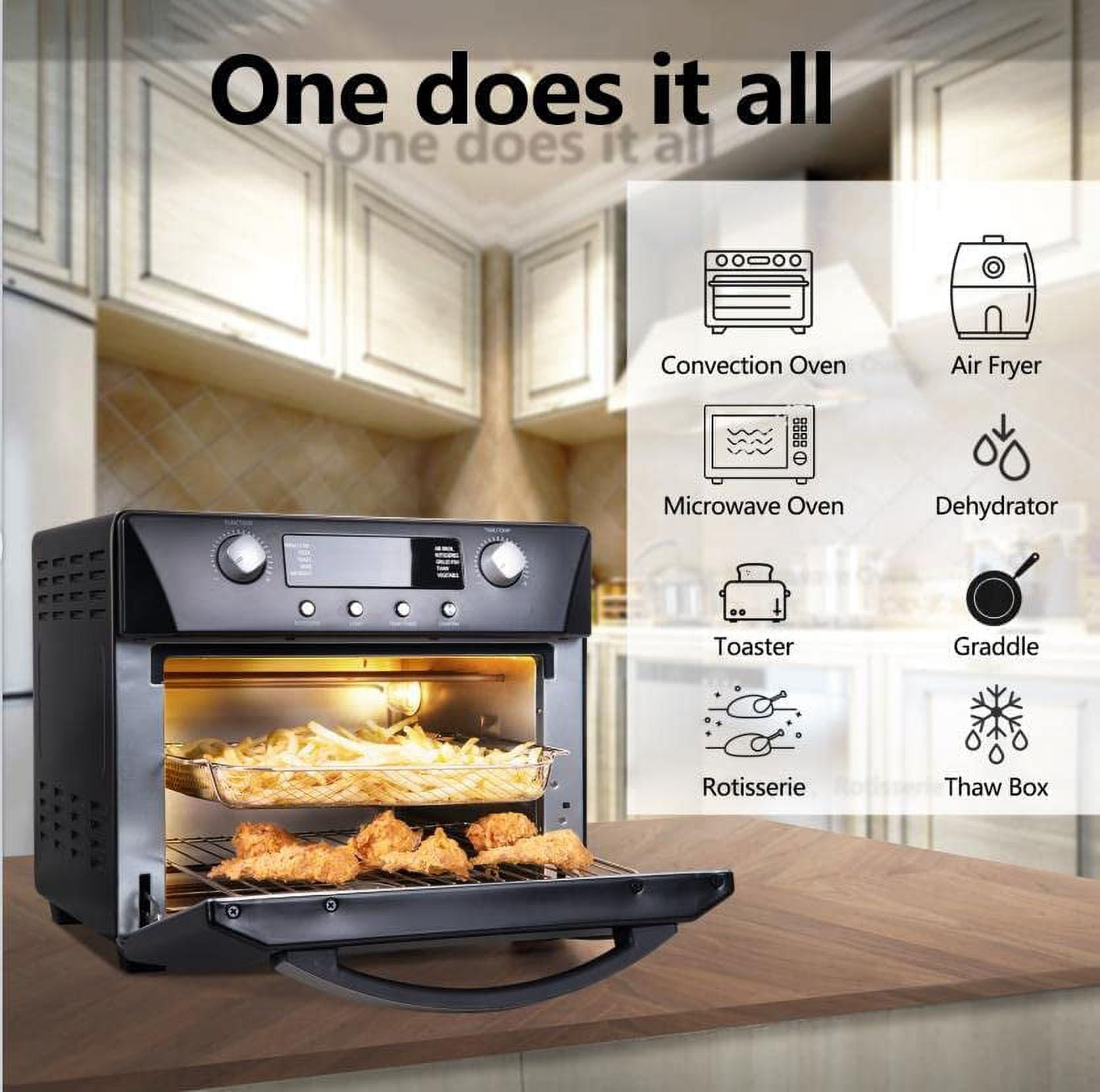 c&g outdoors 26.3 Qt/25l Super Smart Air Fried Toaster, 10 In 1 Convection  Table Oven Combination, Black Matte Stainless Steel