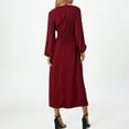 thumbnail image 4 of SMihono Fashion Women's Elegant Lantern Long Sleeve Evening Dress, Sexy V-Neck High Waist Slim Fit Swing Dresses Solid A-Line Dress Wine L, 4 of 7