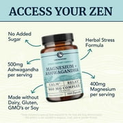 Magnesium Ashwagandha Calming Supplement for Adults | Magnesium Supplement to Support Rest, Calm Mood, Muscle Health & Stress Relief | 120 Ct