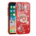 thumbnail image 3 of For Apple iPhone 14 Pro Max Fashion Bling Glitter Good Luck Floral Design Sparkly Rhinestone Hybrid with Ring Stand Cover ,Xpm Phone Case [ Flowers Red ], 3 of 4