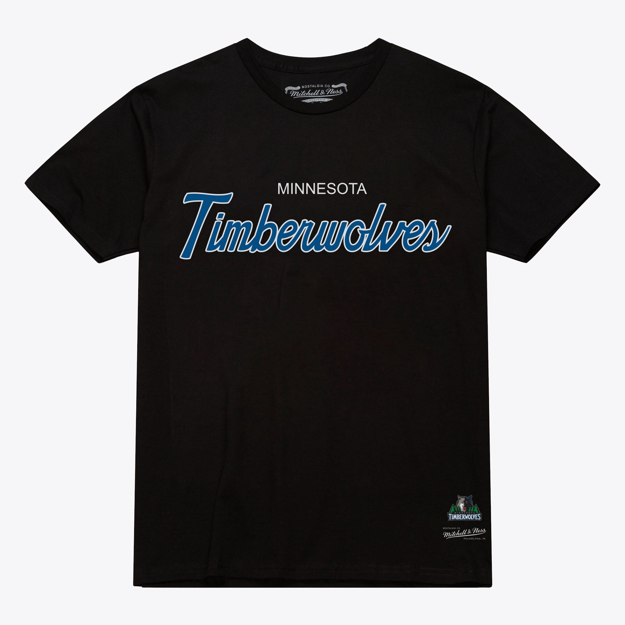 Men's Mitchell & Ness Black Minnesota Timberwolves Vintage Wordmark T-Shirt
