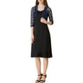 thumbnail image 2 of Allegra K Women's Crop Cardigan 3/4 Sleeve Sheer Floral Lace Shrug Tops, 2 of 6