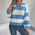 thumbnail image 3 of Gibobby Sueter Dama Suéter casual con cuello Rojoondo y manga en contraste para mujer (Azul, S), 3 of 5