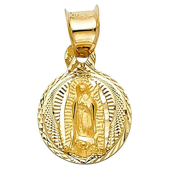 14k Yellow Gold Our Lady of Guadalupe Pendant God Virgin Mary Christian Charm Jewelry Female Unisex