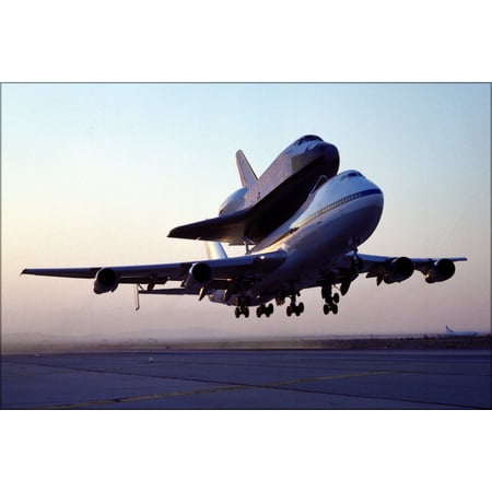 24"x36" Gallery Poster, NASA 747 space Shuttle Carrier Aircraft 911 with Endeavour 1991