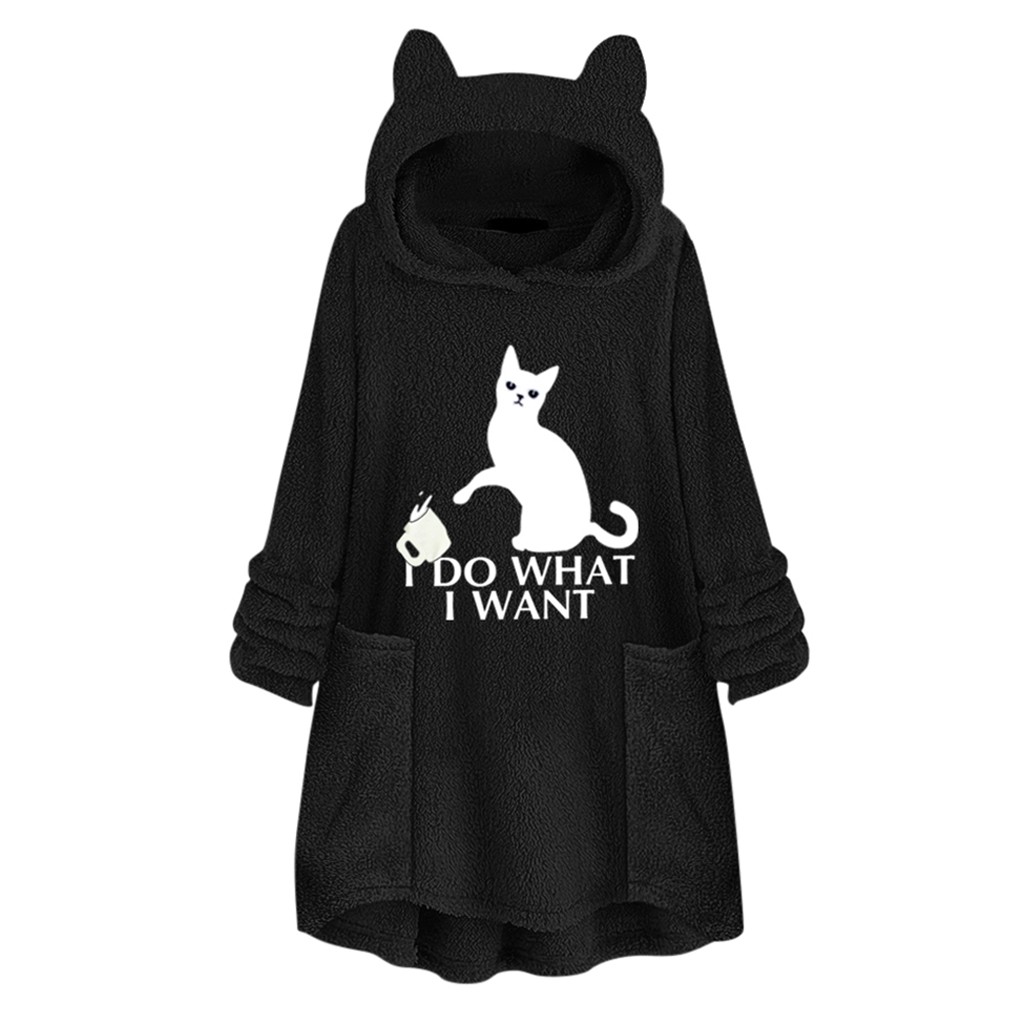 Sunmoot Clearance Sale Womens Embroidery Cat Hoodies Soft Plush Casual Solid Coat Outwear Sweatshirt with Pockets Sunmoot Clearance Sale Womens Embroidery Cat Hoodies Soft Plush Casual Solid Coat Outwear Sweatshirt with Pockets