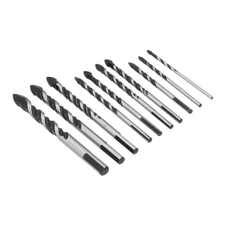 

Drilling Bits Cemented Carbide Multiple Sizes Drill Bit For Tile Glass Wood 10Pcs Set