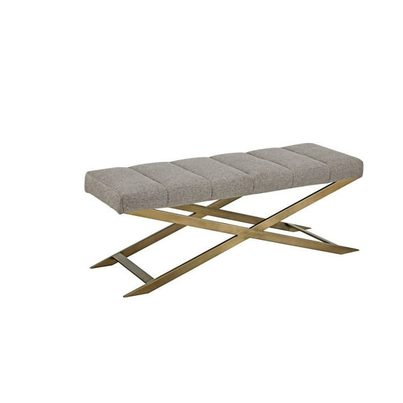 Modrest Xane - Contemporary Grey Fabric & Brushed Brass Bench