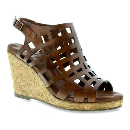 Slingback Cork Wedges - Walking Cradles KENNEDY Womens Leather Slingback Comfort Cork Wedge Heel Sandals