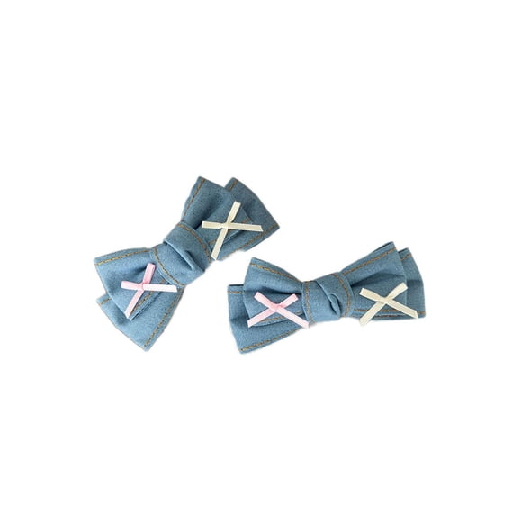 Pinza para el pelo de mezclilla azul con lazo para niñas, vaqueros azules, pinza para el pelo para niñas, lazos grandes, horquilla BW01 (azul claro)