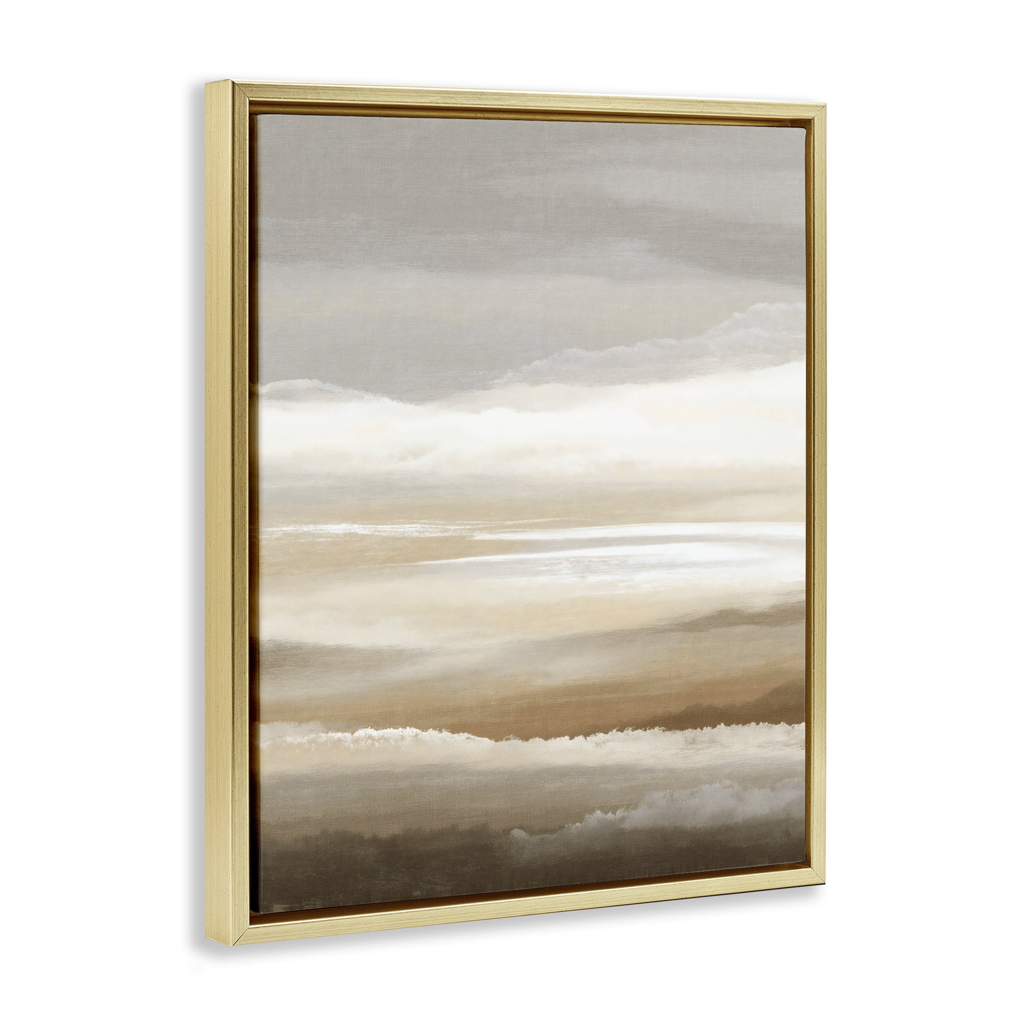 Stupell Industries The Horizon Serene Cloud Layers Gold Framed Floater Canvas Wall Art, design by Ink Drop Loft
