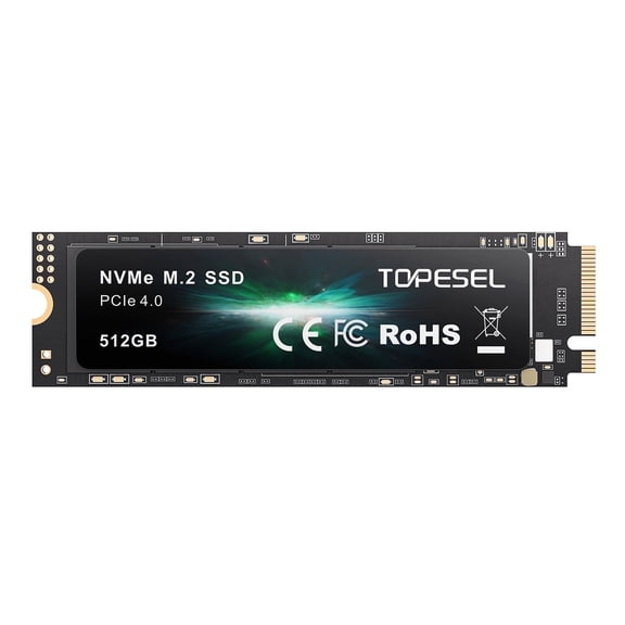 TOPESEL 512G PCIe 4.0 NVMe Gen 4 SSD NVMe M.2 2280 Internal SSD Up to 4900MB/s NVMe SSD Internal Solid State Hard Drive for PS5 PC Laptop