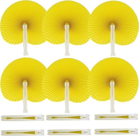Ventiladores de mano decorativos plegables de papel Bestage Yellow (20 unidades)