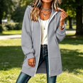 thumbnail image 2 of Zip up Long Sleeve Hoodies for Women, Oversized Tunic Tops for Women Comfort Sweatshirt Jackets Casual Chic Tops Hooded Top Loose Fit Cute Hoodies with Pocket,Light Ashy,L, 2 of 4