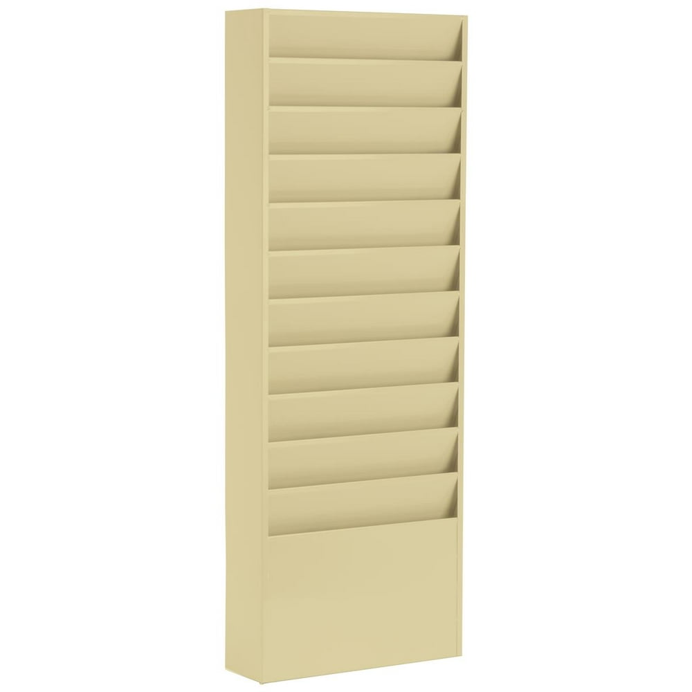 Hanging File Folder Rack with 11 Tiered Pockets, Displays the Top