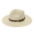 thumbnail image 1 of Sombrero de paja de verano con cinturón trenzado - Sombrilla plegable para viajes y jardinería, 1 of 3