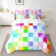 thumbnail image 2 of Homewish Colorful Plaid Grid 7-Piece Twin Bedding Sets For Boys Girls,Futuristic Cubes Bedding Comforter Set,Abstract Geometric Breathable Sheet Sets,Super Cozy Room Decor,Reversible, 2 of 8