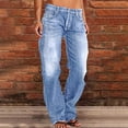 thumbnail image 2 of FRSASU Women's Loose Baggy Straight Leg Stretchy Ripped Jeans Trendy Causal Boyfriend Distressed Denim Pants Light Blue, 2 of 8