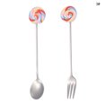 thumbnail image 2 of Coofit Dessert Spoon Stainless Steel Decorative Serving Spoon Stirring Spoon with Fork, 2 of 10