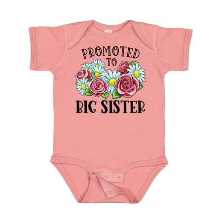 

Inktastic Promoted to Big Sister with Flowers Gift Baby Girl Bodysuit