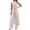 White, variant on IWRICH Linen Set for Women Elegant Resort Stand Neck Front Slit Midi Top and Elastic Waist Loose Pants Sets White XL
