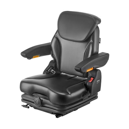 Adjustable Forklift Suspension Seat - Fold Down Tractor Seat with Lumbar Support & Headrest