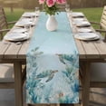 thumbnail image 4 of Coastal Turtle Table Runner 70 Inches, Nautical Eucalyptus Leaves Coral Seaweed Bed Runner Dresser Scarves Tabletop for Indoor Outdoor Parties/Ceremony/Banquet, 13" x 70", 4 of 9