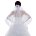 thumbnail image 6 of Xinwanna Women Double Layer Lace Bridal Veil with Anti-slip Comb Sequins Edge Tulle Veil Bride Hair Accessories (Beige,One Size), 6 of 13