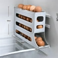thumbnail image 4 of Egg Dispenser for Refrigerator, 4 Tiers Egg Holder for Fridge Egg Organizer, Fridge Egg Storage, Automatic Scrolling Egg Rack Holder, Egg Carton with Egg Basket for Countertop, Kitchen (White), 4 of 5