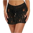 thumbnail image 2 of Crochet Skirt Cover Up for Women Hollow Out Knit Mini Beach Skirt with Tassels Boho Style Bathing Suit Wrap for Summer Vacation, 2 of 5