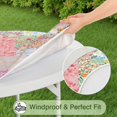 thumbnail image 5 of Pioneer Flower Floral Print Pattern Round Fitted Tablecloth with Elastic Edge,Dining Table Cover Waterproof,Outdoor Round Tablecloth for Camping,Dining,Indoor and Outdoor, 5 of 7