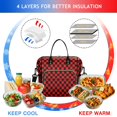 thumbnail image 4 of Red and Black Checkered Pattern Insulated Leakproof Lunch Box for Women, Large Lunch Bag for Tween Teen Adult, Loncheras Para Mujer for Work Beach Travel Picnic Camping, 4 of 6