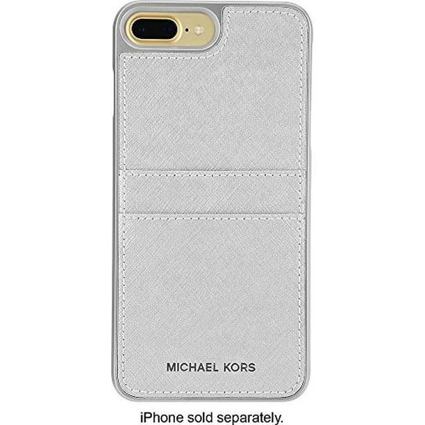 Hejse stak rent faktisk Michael Kors Saffiano Leather Pocket Case for iPhone 8 Plus & iPhone 7 Plus,  Silver - Walmart.com