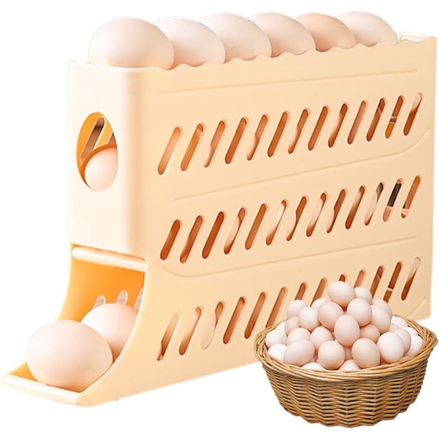 Dispensador de Huevos Rodantes para Refrigerador con 4 Niveles Que Sostienen 30 Huevos, Organizador de Almacenamiento para Refrigerador
