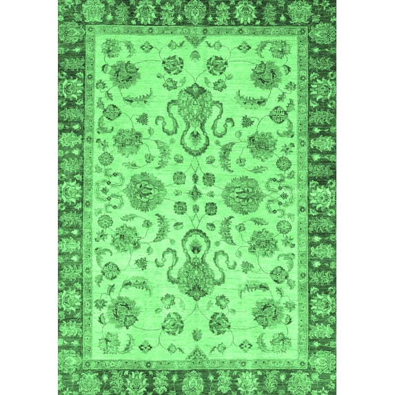 Ahgly Company Indoor Rectangle Abstract Emerald Green Modern Area Rugs, 6' x 9'