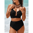thumbnail image 7 of Olaglory Bikini Sets for Women High Waisted Tummy Control Swimsuit for Women 2 Piece Summer Beach U-Wire Cutout Popular Textured Bathing Suit for Women 2026, Black, 7 of 7