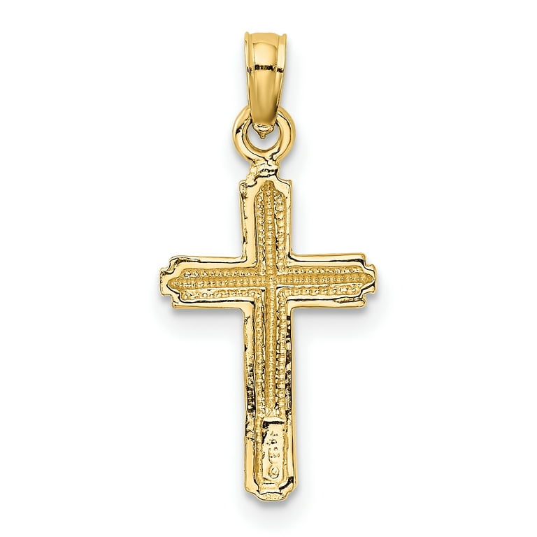 Carat in Karats 10K Yellow Gold Cross Pendant Charm 27mm x 12mm