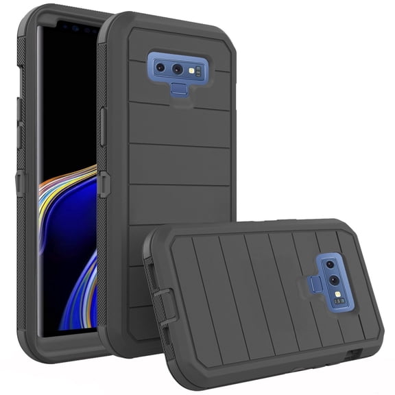 Asuwish Compatible with Samsung Galaxy Note 9 Phone Case Hybrid Rugged Shockproof Hard Protective Drop Proof Full Body Heavy Duty Mobile Cell Cover for Note9 Not S9 Women Men Black