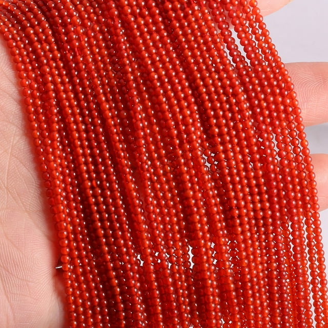 Nvzi-c Perles Rondes Petites en Pierre Naturelle 3 mm Bricolage Accessoires de Bijoux Perles en Pierre Naturelle Rouges Perles en Vrac bracelet, Boucles d'Oreilles, Collier Accessoires de Perles pour Bijoux