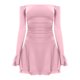 thumbnail image 3 of WILLBEST Vestidos Cortos Para Mujer Vestido Mini Fruncido Con Hombros Descubiertos Para Mujer Vestido Corto Ajustado Belleza De Manga Larga Con Volantes En Capas Y Fluido Para Otoño 291, 3 of 3