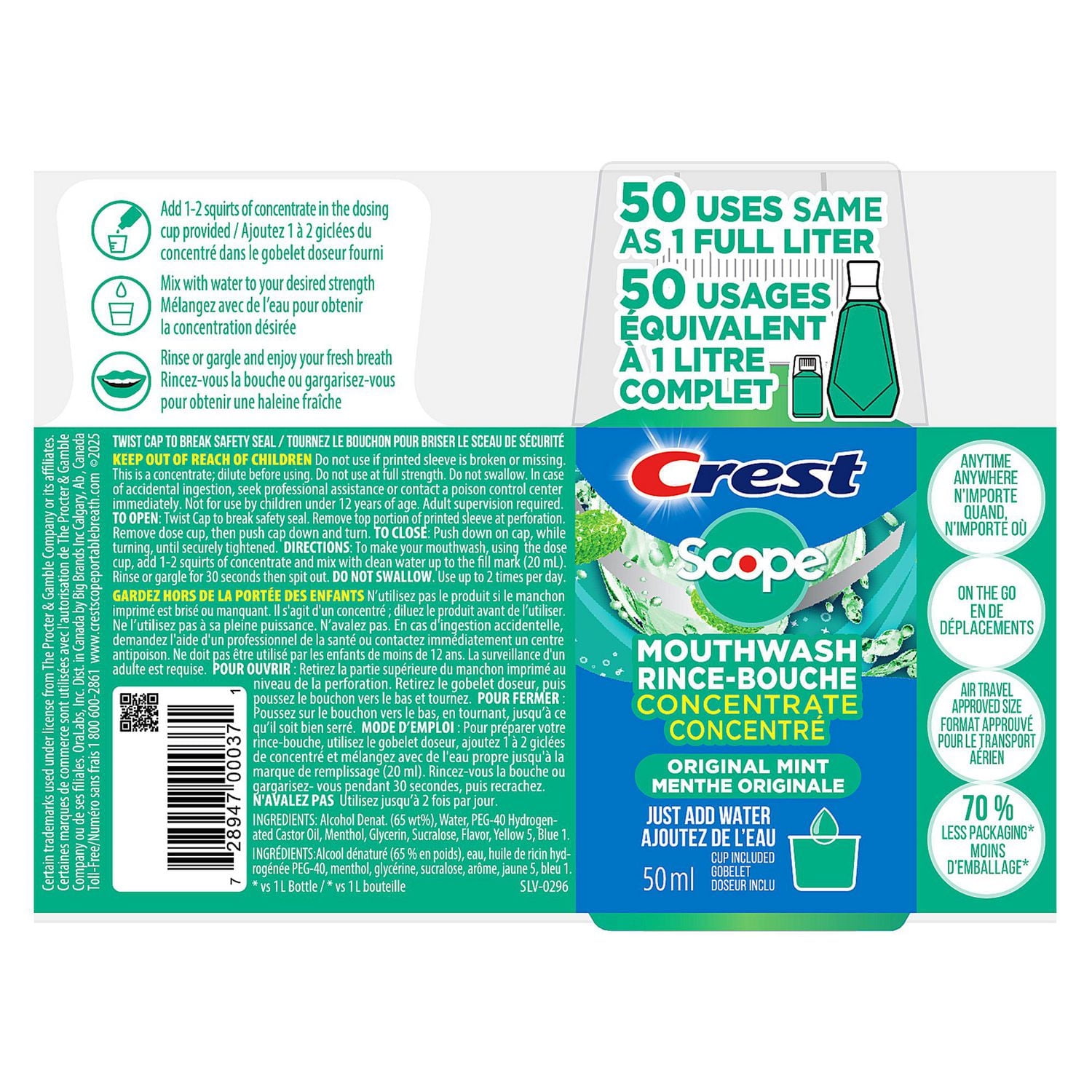 Crest + Scope Rince-bouche Concentré Menthe Originale – 50 mL