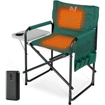 NAIZEA Heated Director Chair-Heated Camping Chair for Adult, Heated Outdoor Chairs, Oversized High Director Chairs with Side Table Pockets, Makeup Folding Fishing Seat Supports 550lbs