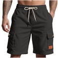 thumbnail image 3 of IhhxPro Men's Corduroy Gym Shorts with Pockets Elastic Waist Drawstring Cargo Outdoor Work Jogger Relaxed Fit Casual Summer S-3XL, 3 of 9