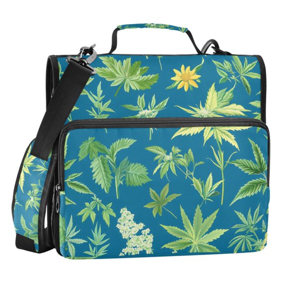 ALAZA Zipper Binder Herbs Leaves Blue 3 Ring Trapper Keeper File Folder Organizer Bag