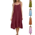 thumbnail image 5 of Vmvidoty Womens Summer Dresses 2026 Flowy Boho Square Neck Beach Sundresses Spaghetti Strap Tiered Mini Swing Skater Dress Army Green 3XL, 5 of 5